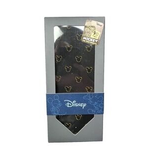 Disney Mickey Mouse 90th Years Anniversary Men's Necktie Black Gold Classic